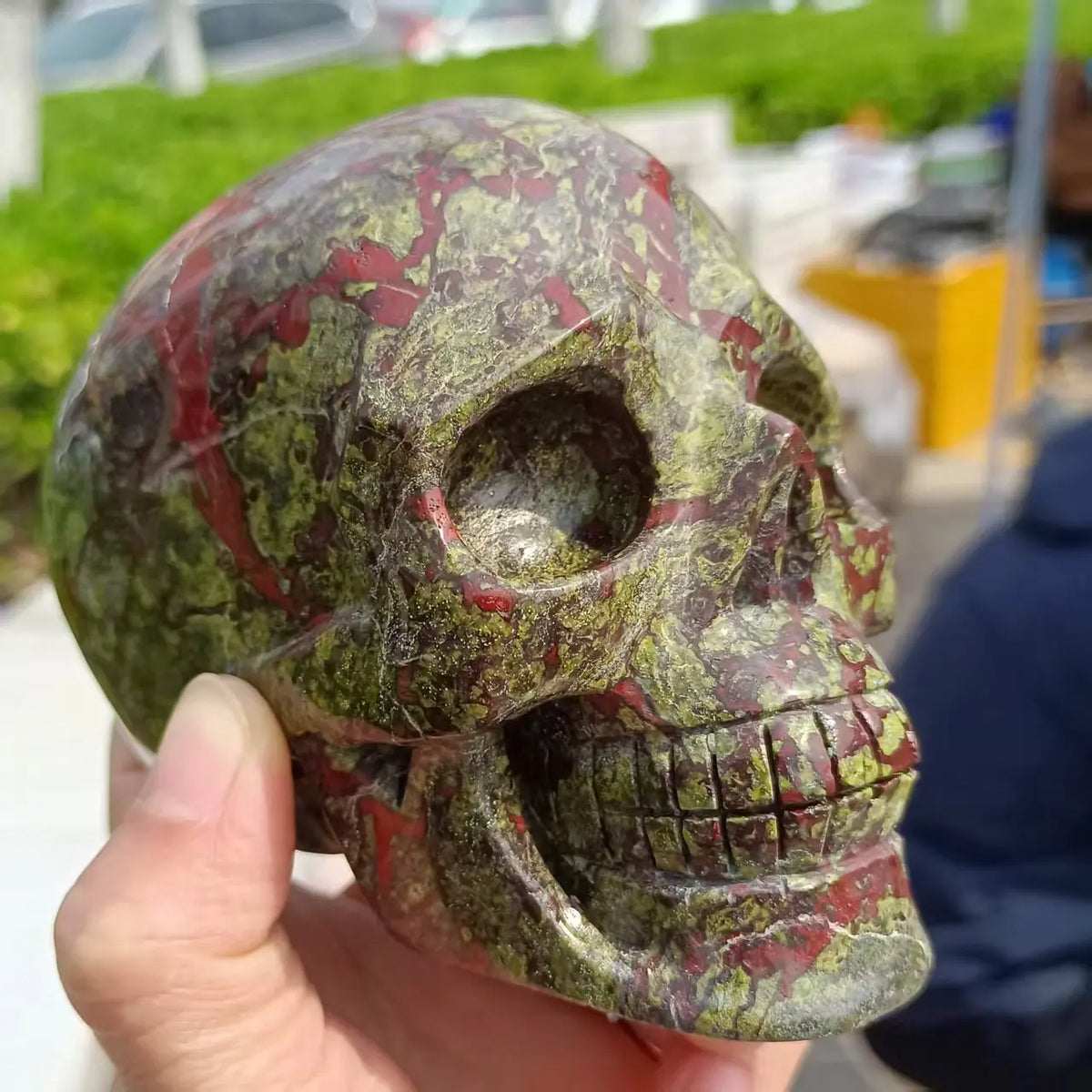 Green Dragon Blood Stone Skull-ToShay.org