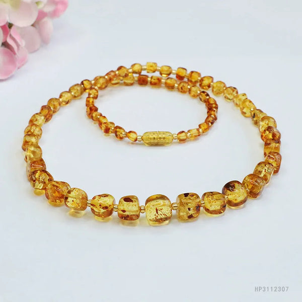 Yellow Amber Bead Necklace-ToShay.org