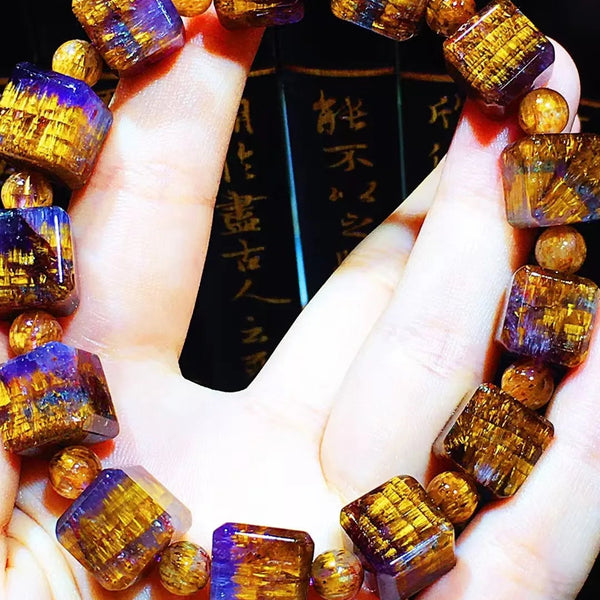 Purple Auralite Cube Bracelet-ToShay.org