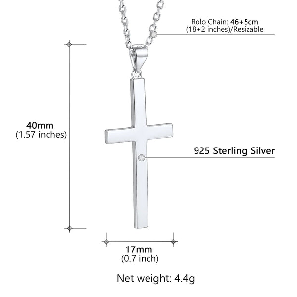 Silver Cross Pendant Necklace-ToShay.org