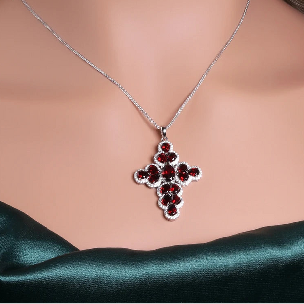 Red Garnet Cross Pendant-ToShay.org
