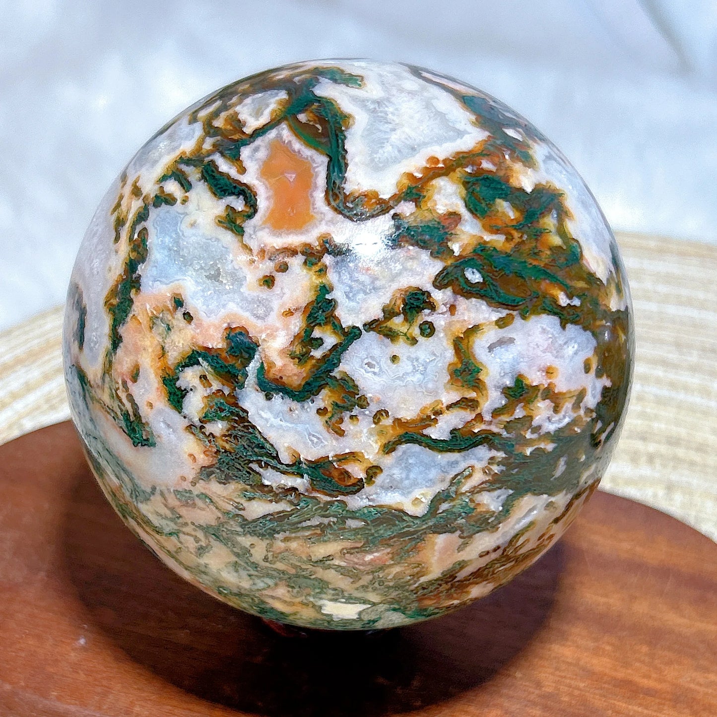 Carnelian Moss Agate Ball-ToShay.org