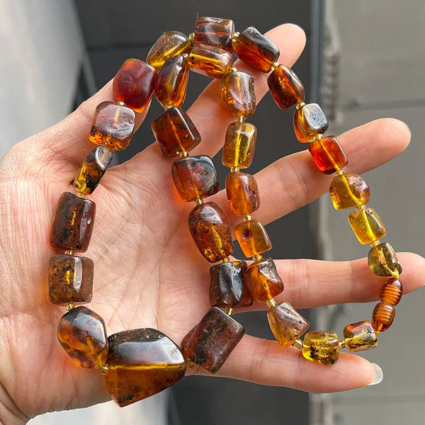 Yellow Amber Bead Necklace-ToShay.org