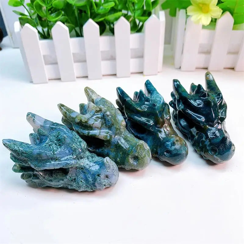 Green Moss Agate Dragon Head-ToShay.org
