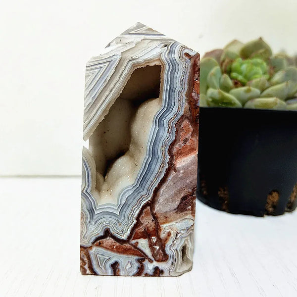 Red Lace Agate Crystal Tower-ToShay.org