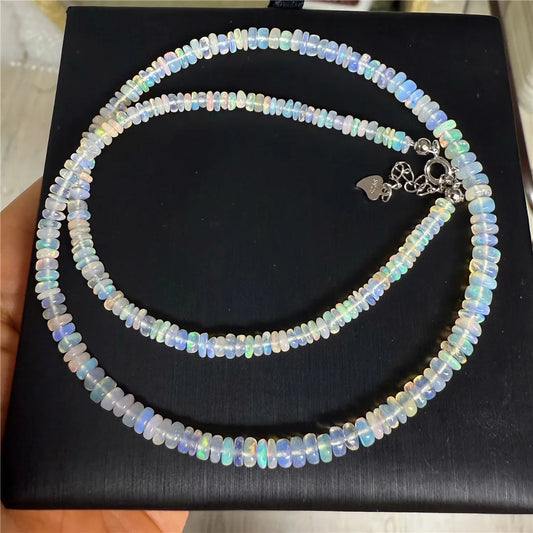 White Opal Bead Necklace-ToShay.org