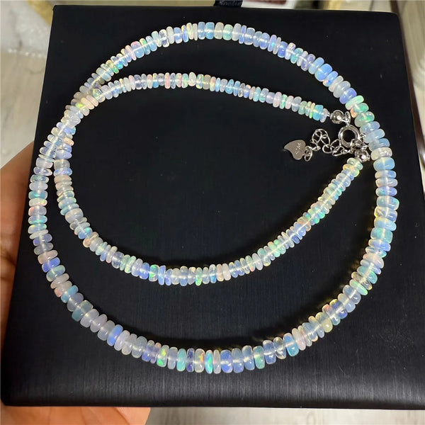 White Opal Bead Necklace-ToShay.org