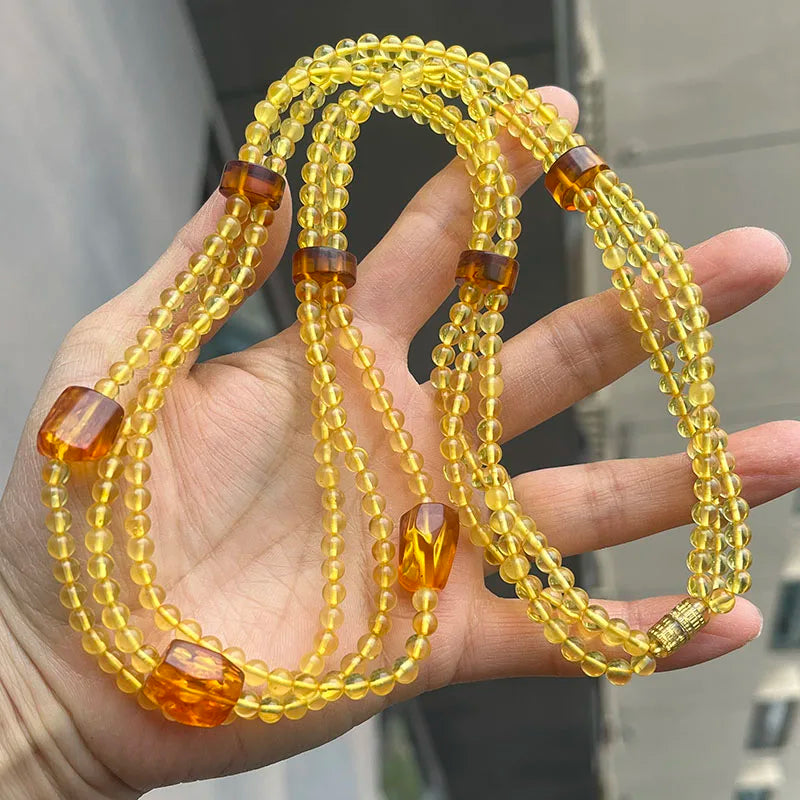 Yellow Amber Bead Necklace-ToShay.org