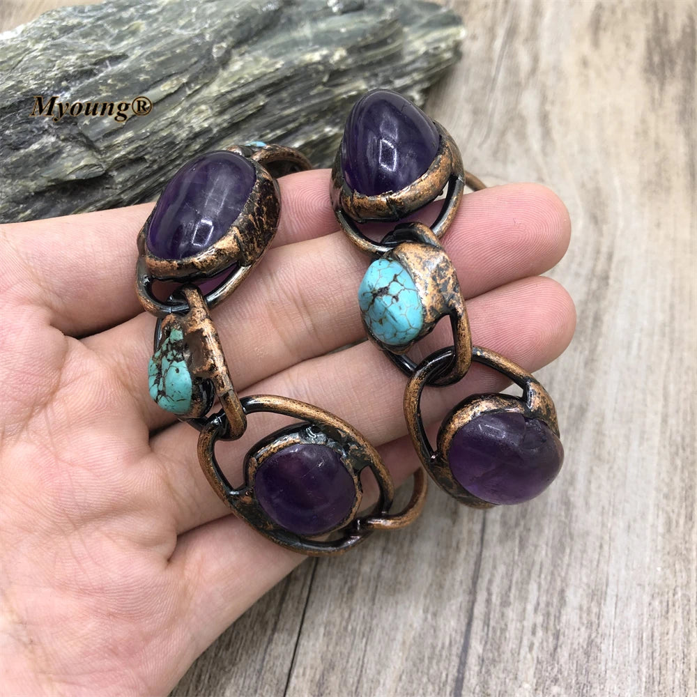 Purple Amethyst Cuff Bracelets-ToShay.org