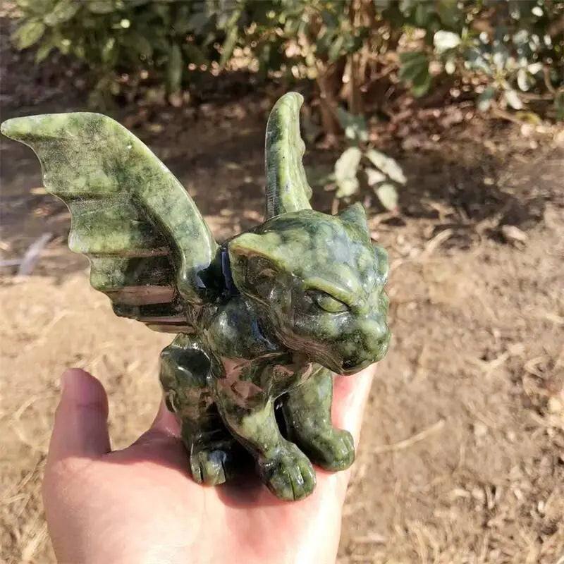 Natural Ophiolite Gargoyle Carving Healing Crystals Feng Shui Aesthetic Room Decor Reiki Holiday Gift 1pcs-ToShay.org