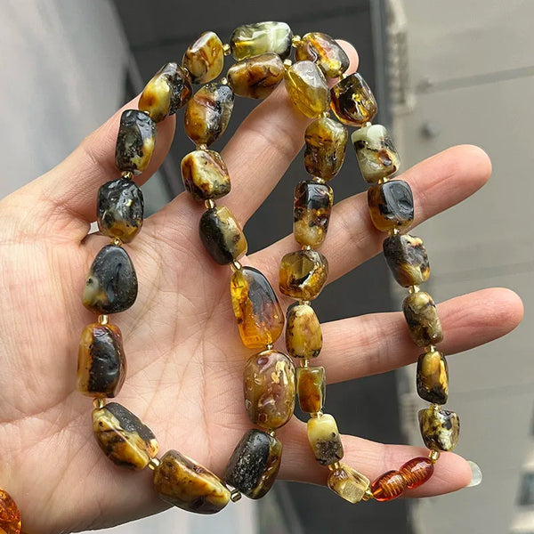 Yellow Amber Bead Necklace-ToShay.org