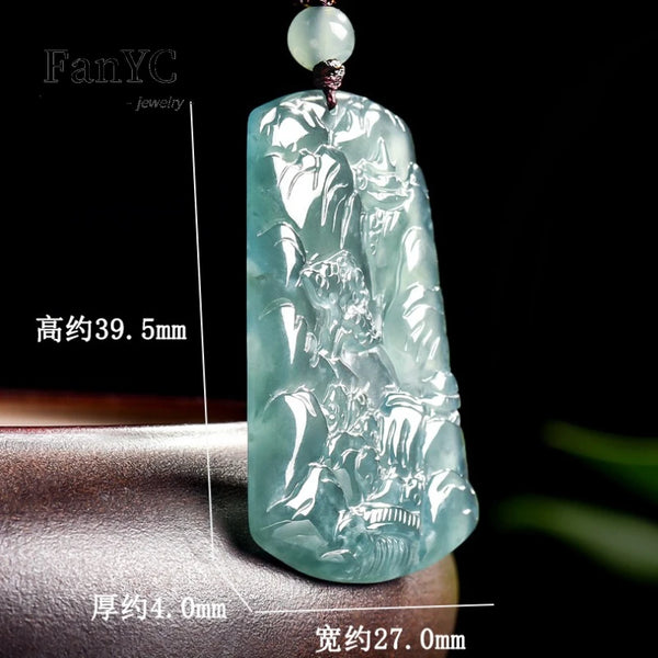 Blue Jadeite Landscape Pendant-ToShay.org