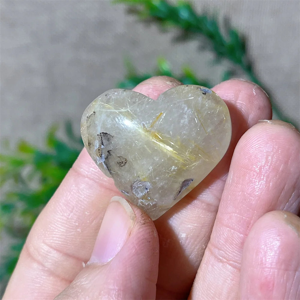 Gold Hair Rutile Quartz Heart-ToShay.org