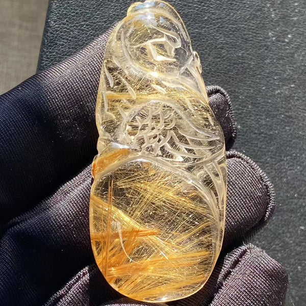 Gold Rutilated Quartz Pendant-ToShay.org