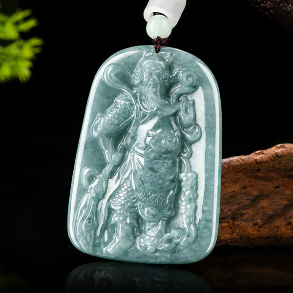 Blue Jade Guan Gong Pendant-ToShay.org