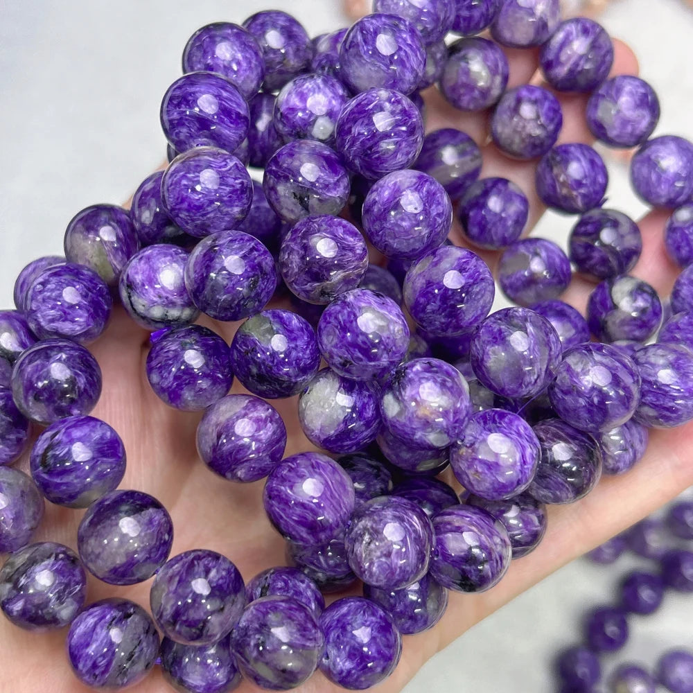 Purple Charoite Bead Bracelet-ToShay.org