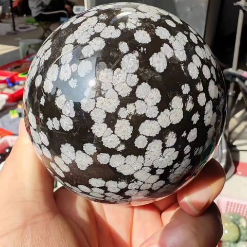 Black Snowflake Obsidian Ball-ToShay.org