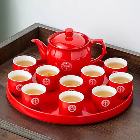 Red Porcelain Tea Set-ToShay.org