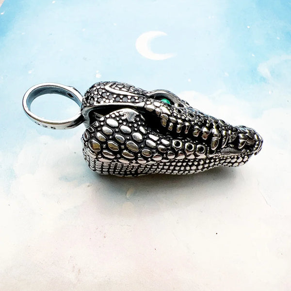 Silver Crocodile Head Pendant-ToShay.org
