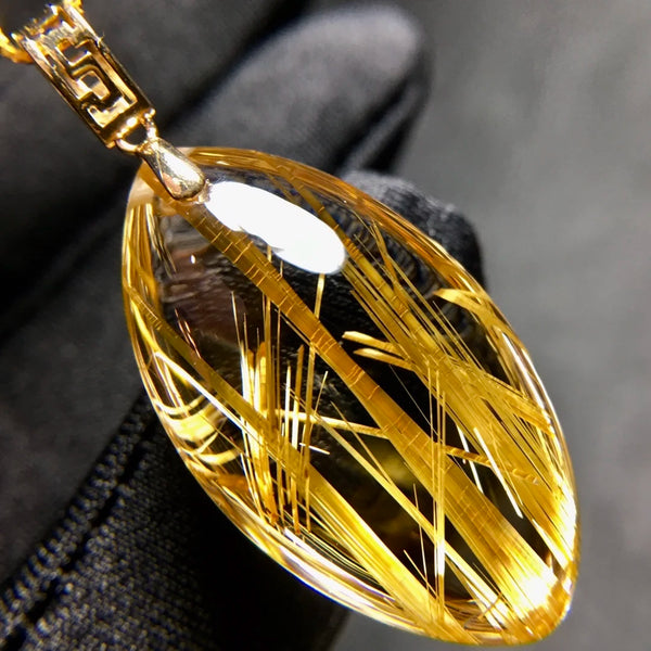 Gold Rutilated Quartz Pendant-ToShay.org