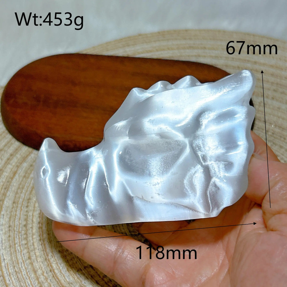 White Selenite Dragon Head-ToShay.org