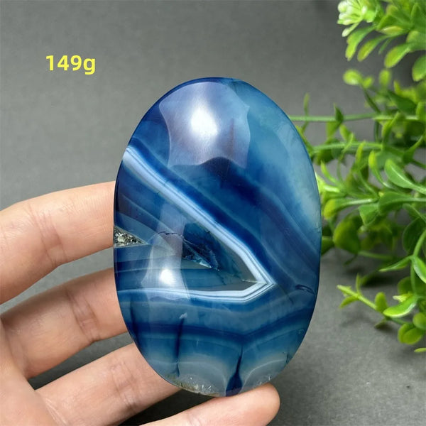 Blue Agate Palm Stone-ToShay.org