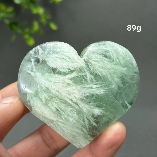Green Feather Fluorite Heart-ToShay.org