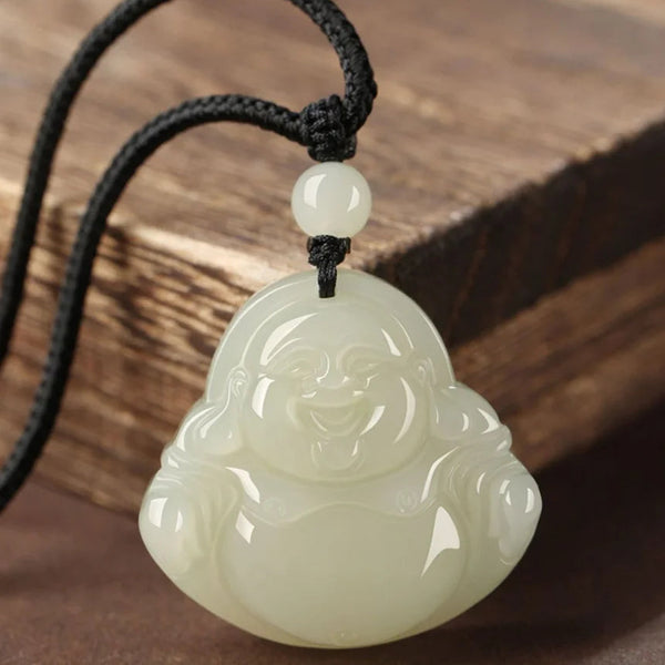 White Jade Maitreya Pendant-ToShay.org