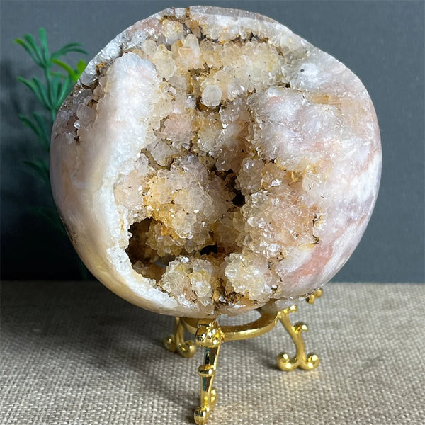 Pink Flower Agate Druzy Ball-ToShay.org