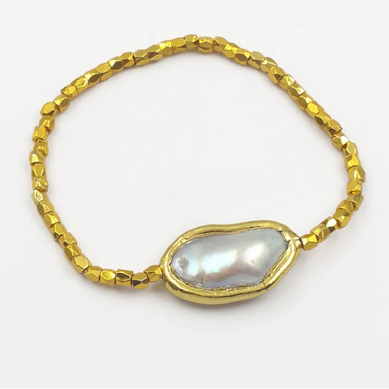 White Pearl Chain Bracelet-ToShay.org