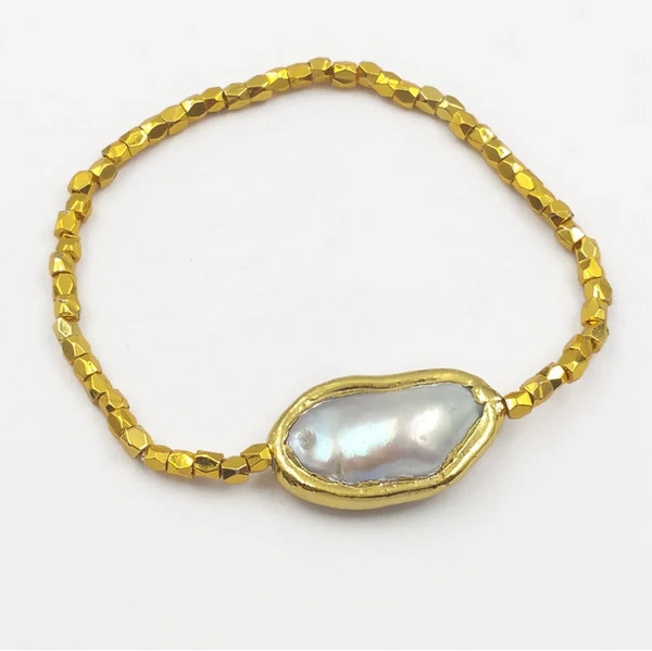 White Pearl Chain Bracelet-ToShay.org