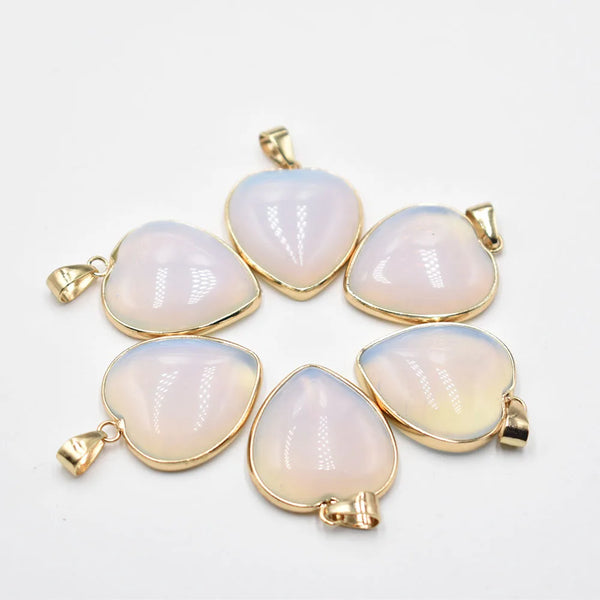 White Opalite Heart Pendants-ToShay.org