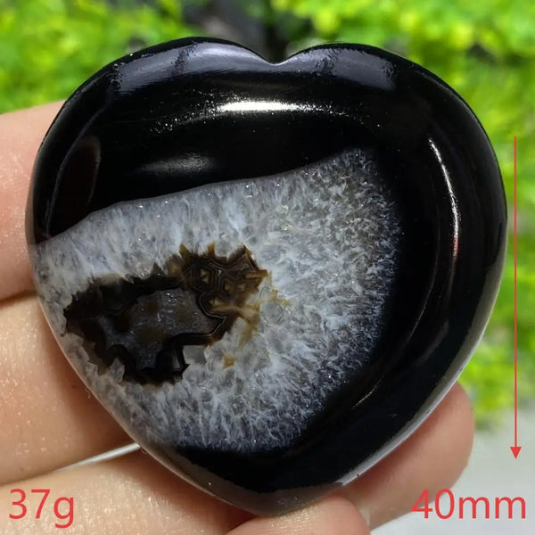 Black Agate Geode Heart-ToShay.org