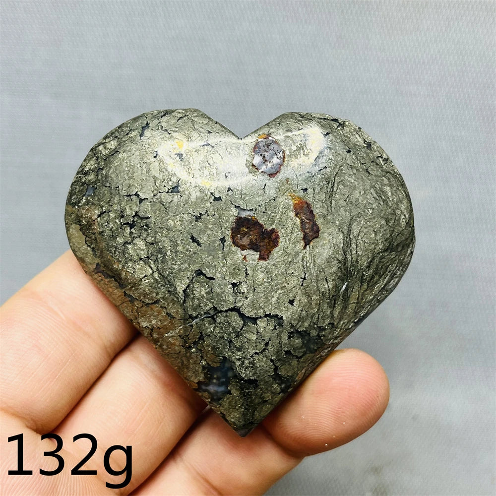 Yellow Chalcopyrite Agate Heart-ToShay.org