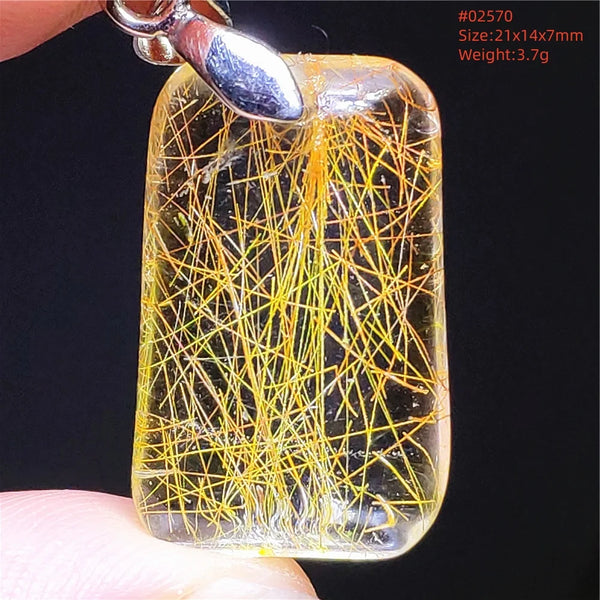 Gold Rutilated Quartz Pendant-ToShay.org
