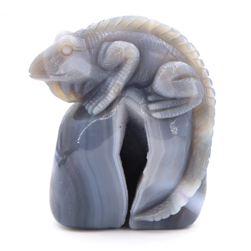 Grey Agate Geode Lizard-ToShay.org