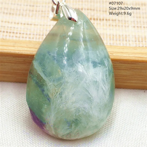 Green Feather Fluorite Pendant-ToShay.org
