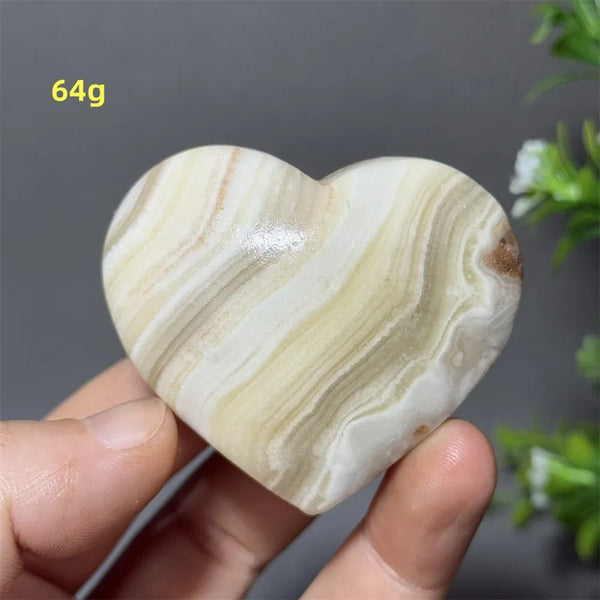 Black Yellow Stripe Calcite Heart-ToShay.org