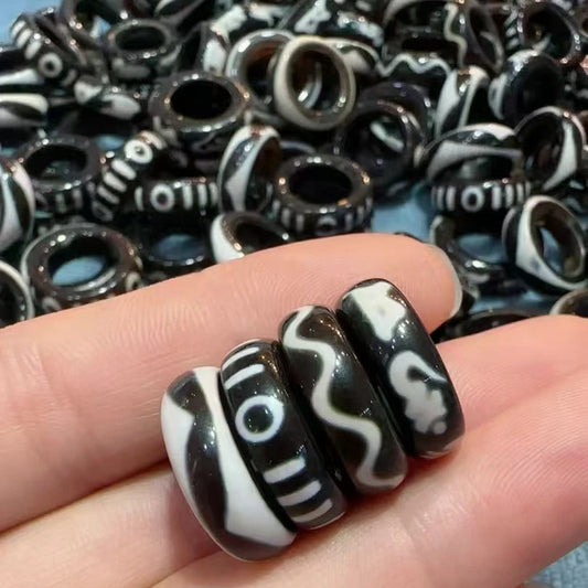 Tibetan Agate Eyes Dzi Ring-ToShay.org