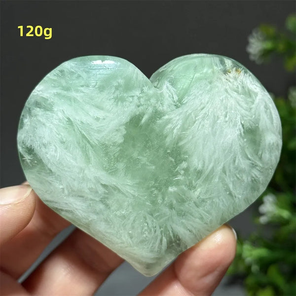 Green Feather Fluorite Heart-ToShay.org