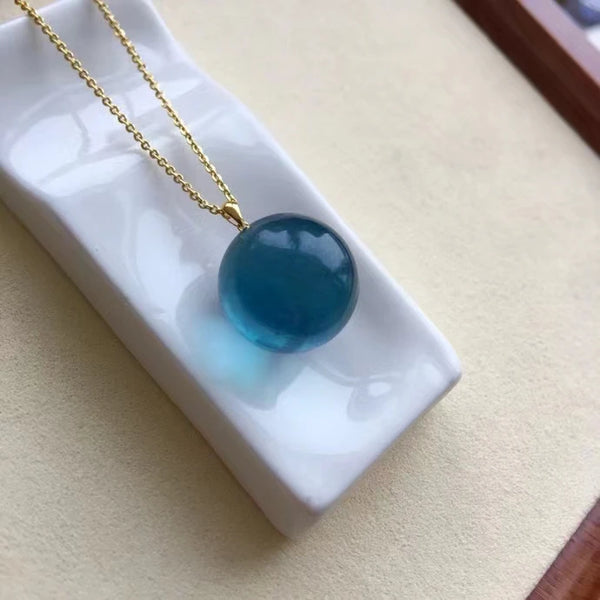 Blue Aquamarine Ball Pendant-ToShay.org