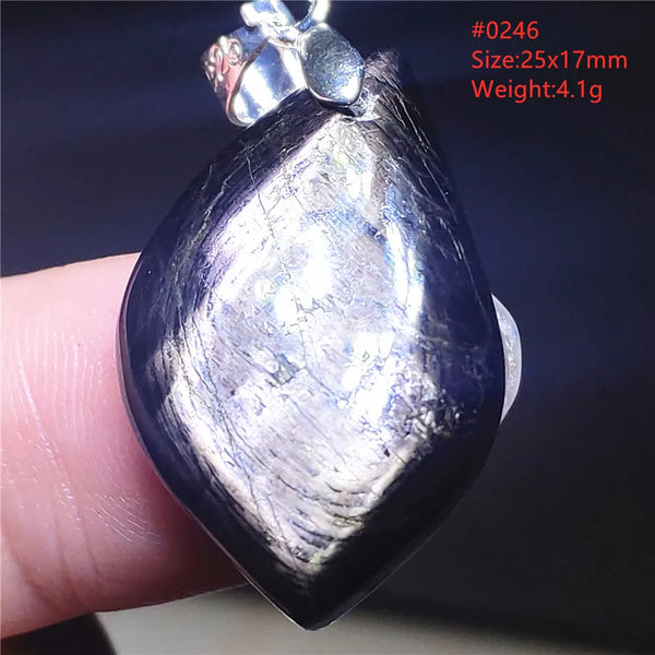 Silver Black Hypersthene Pendant-ToShay.org