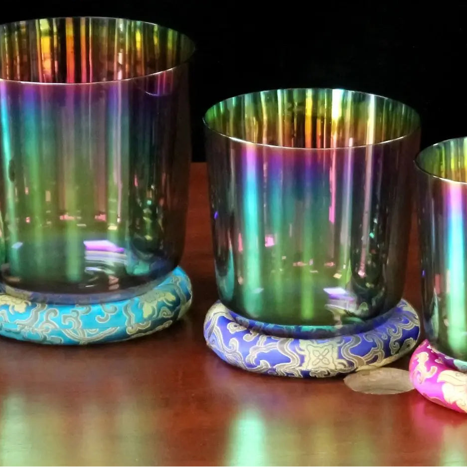 MountainRain Rainbow Bath Energy Cosmic Light Clear Crystal Singing Bowl With Accessories for Therapy with Malle percussion-ToShay.org