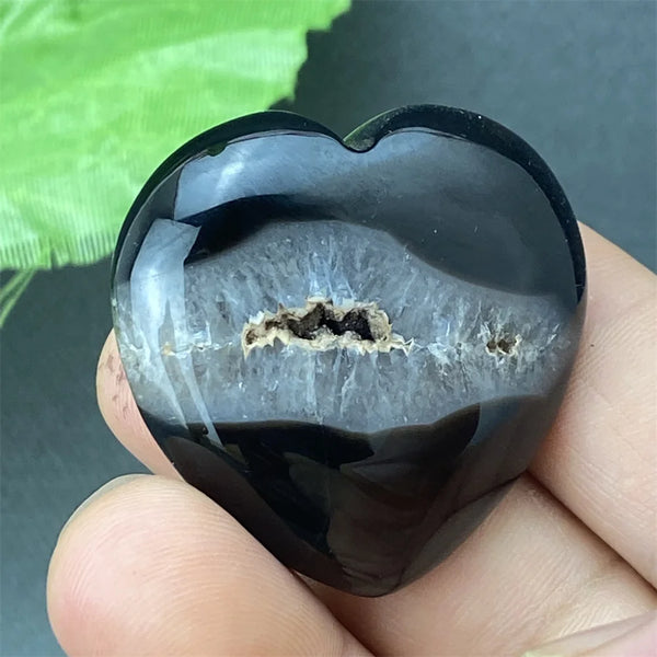 Black Agate Geode Heart-ToShay.org