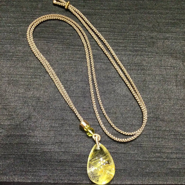 Gold Rutilated Quartz Pendant-ToShay.org