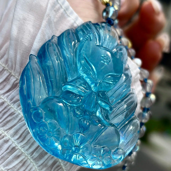 Blue Aquamarine Fox Pendant-ToShay.org