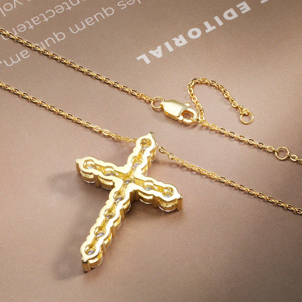 Silver Cross Diamond Necklace-ToShay.org