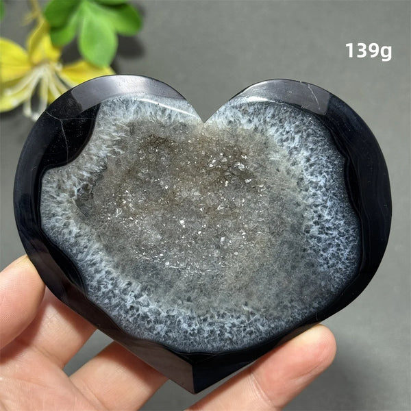 Black Agate Geode Heart-ToShay.org