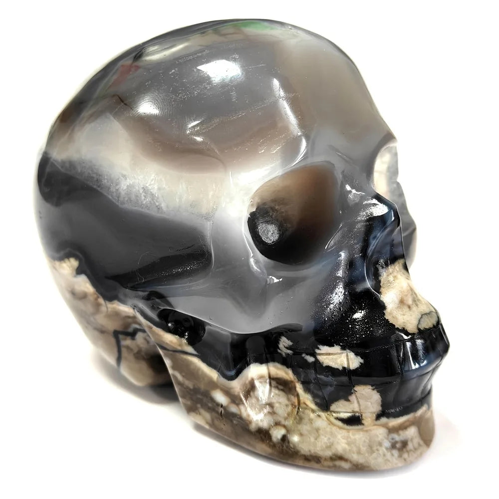Grey Volcanic Agate Skull-ToShay.org