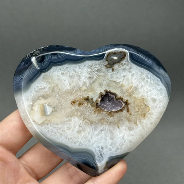 Grey Agate Geode Heart-ToShay.org
